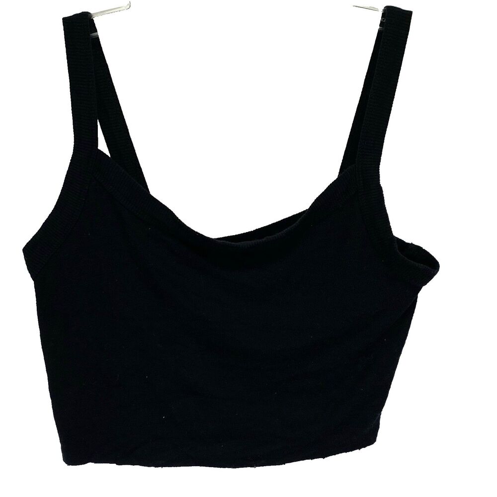 Free People Black Ribbed Crop Tank